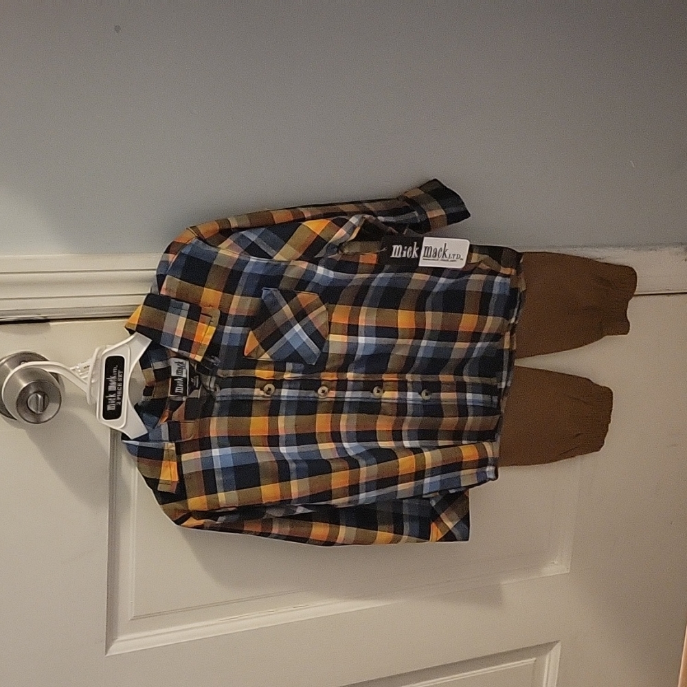 Boys 2 piece button down and khakis